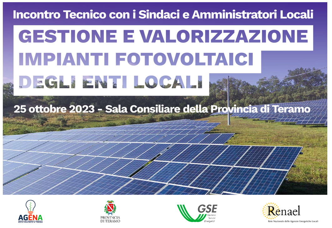 Gestione e valorizzazione impianti fotovoltaici degli Enti Locali - 25 ottobre 2023 - Sala Consiliare della Provincia di Teramo